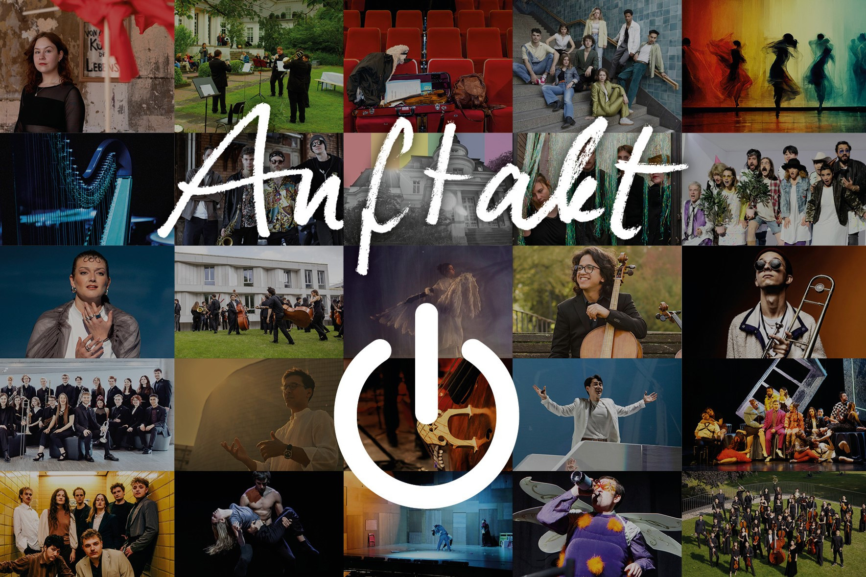 many pictures of university scenarios. Including portraits, rehearsals and stage photos