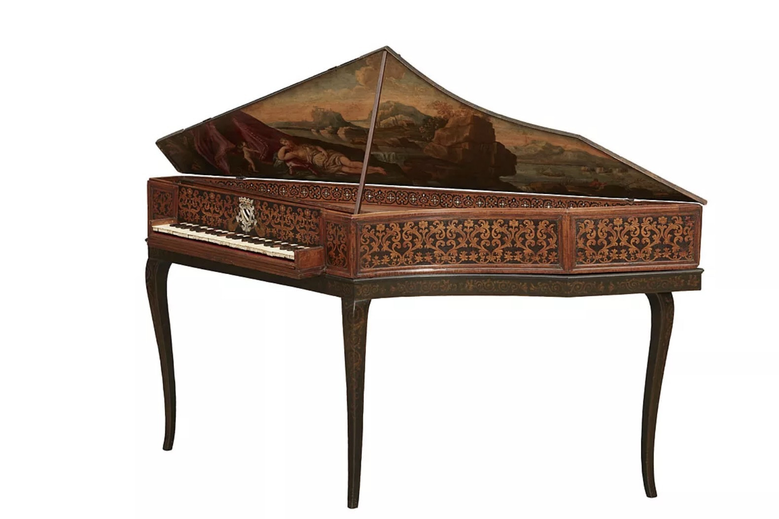 Spinet in front of a white background