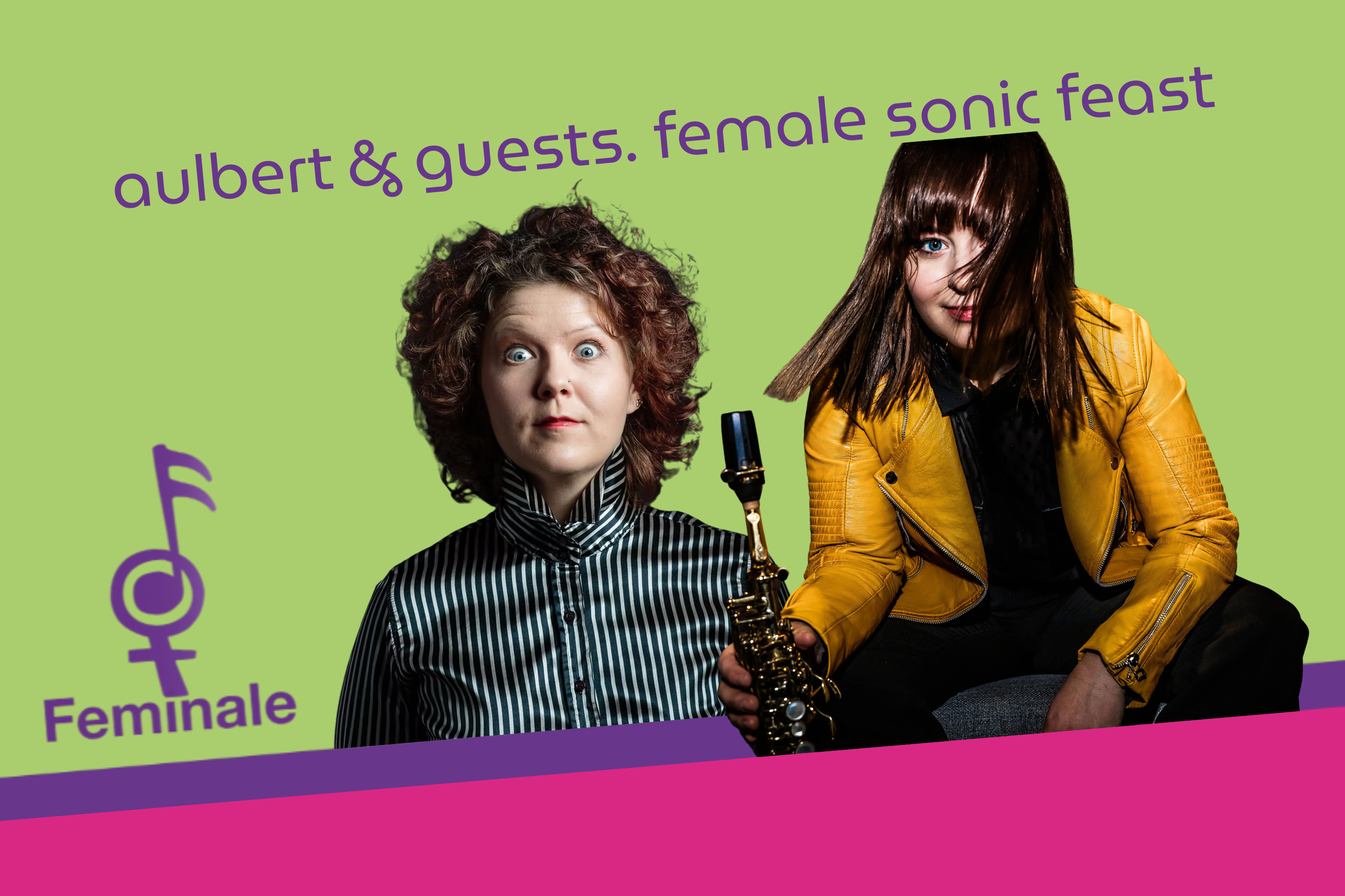 Logo der Feminale mit Porträts der Mitwirkenden