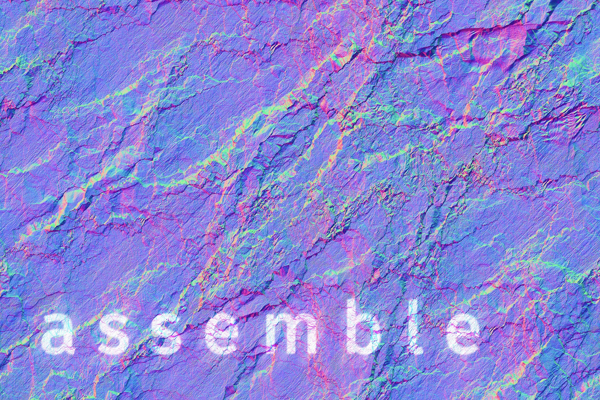 bunter Hintergrund mit Aufschrift "assemble"