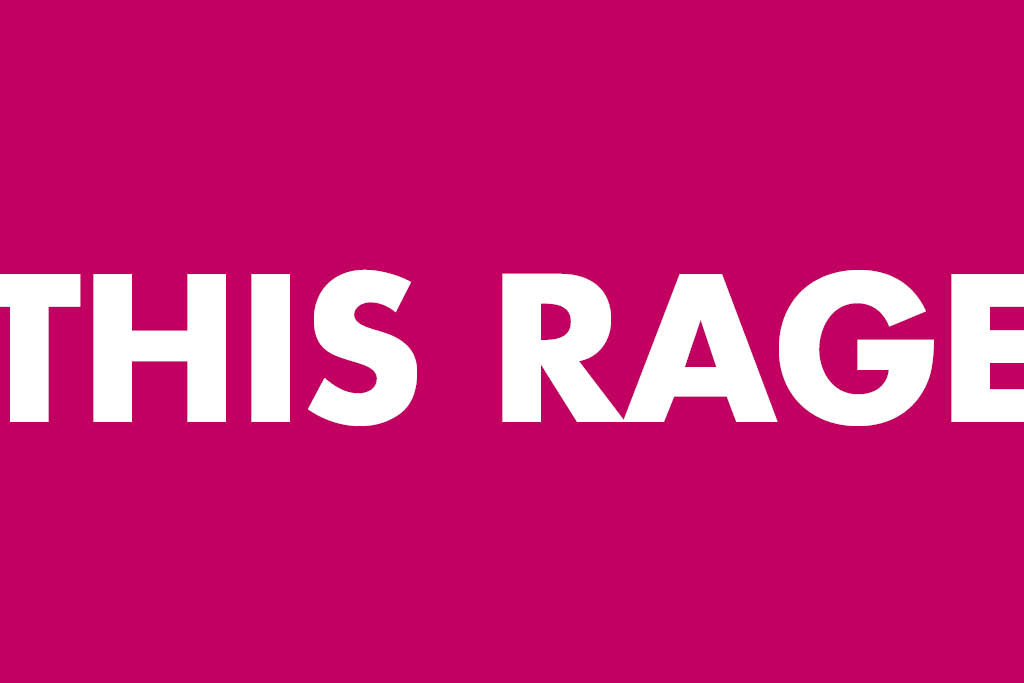 Text "THIS RAGE" auf pinken Hintergrund